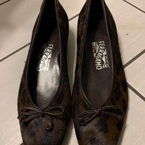 Salvatore Ferragamo Calf Hair Brown Ballet Flats